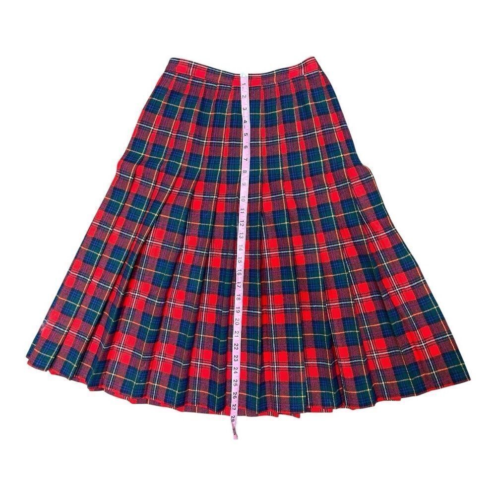 Vintage Pendleton Wool Plaid Skirt Size 10 Petite Red Tartan Pleated USA Holiday - Picture 4 of 7